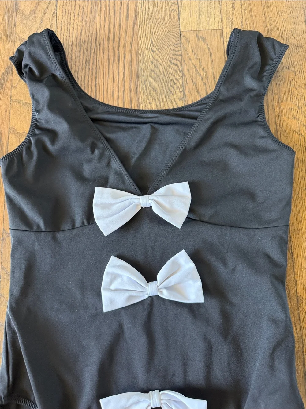 Caroline Constas Black One-Piece Swimsuit with White Bows